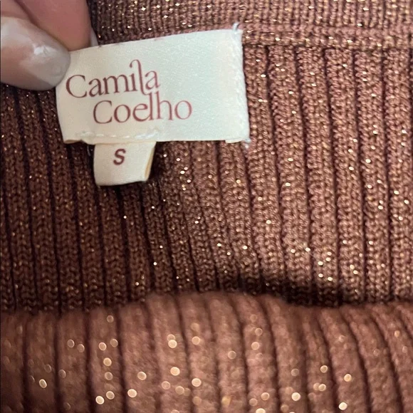 Camila Coelho Brown Metallic Thread Mini Skirt - Picture 2 of 5